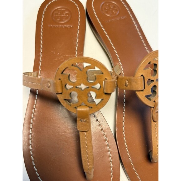 Tory Burch Mini Miller Thong Sandals Flip Flops Cognac Brown Size 8.5 - Picture 5 of 14
